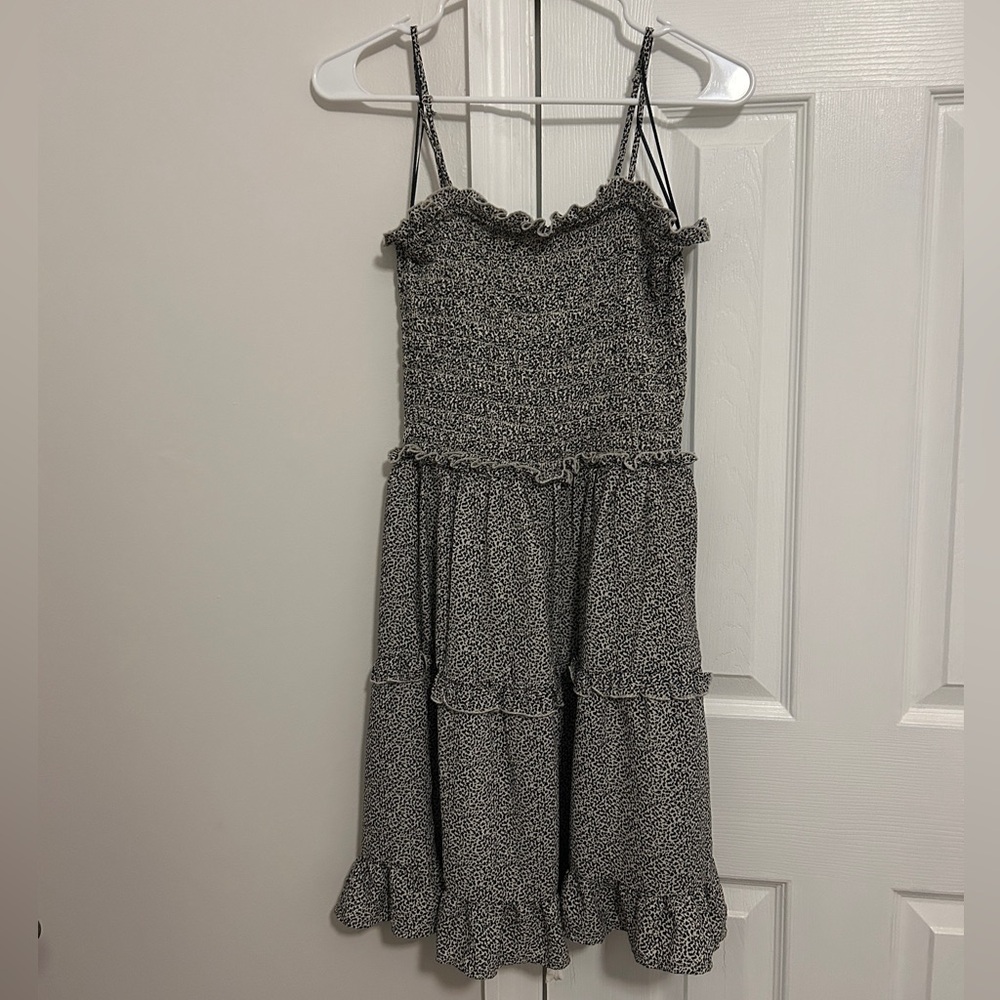 black and white printed dress